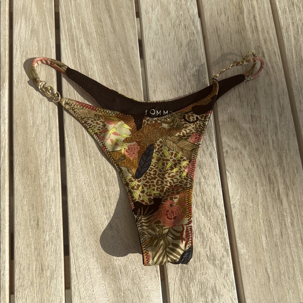 Women's Floral Print Bikini Bottom - Brown